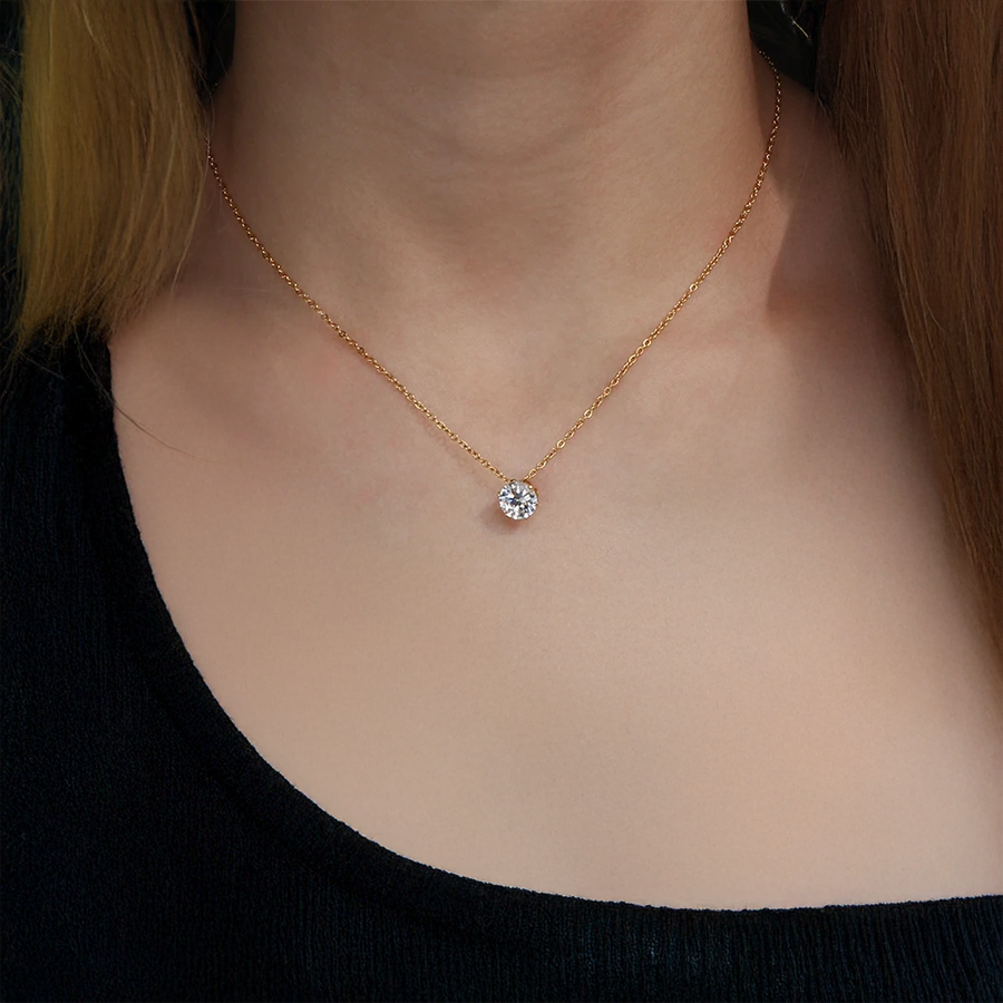 Necklace With Sparkling Zircon Crown Pendant