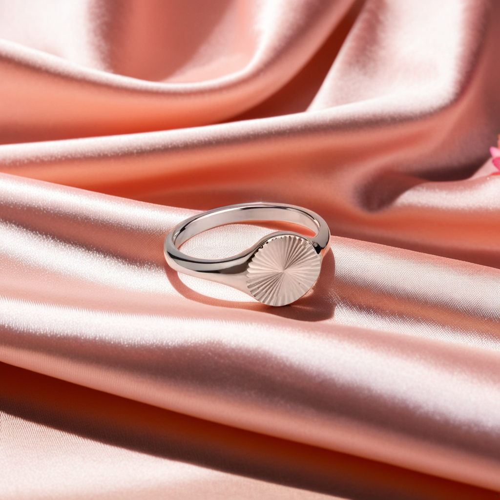Minimalist Dainty Circle Wave Signet Chunky Dome Ring