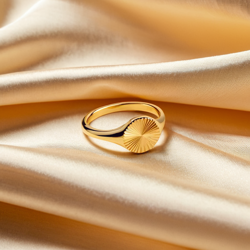Minimalist Dainty Circle Wave Signet Chunky Dome Ring