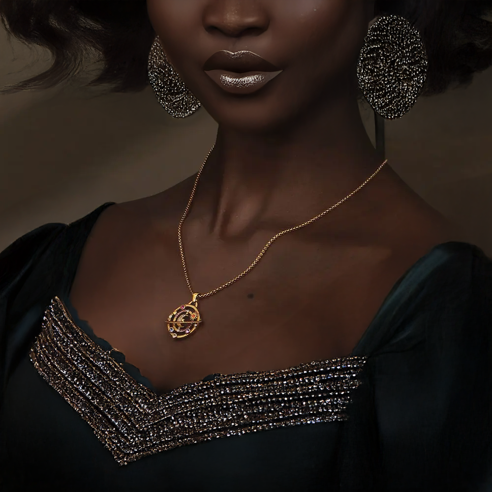 Rhinestone Moon-Star-Planet Necklace