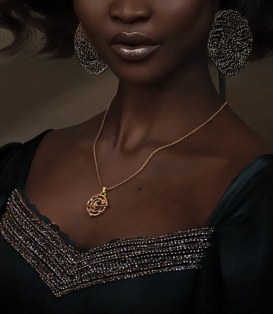 Rhinestone Moon-Star-Planet Necklace