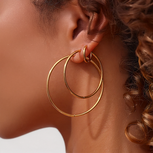 14k Gold Plated Loop Hoop Earrings for Women