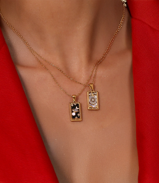 Tarot Necklaces Featuring The World And The Wheel