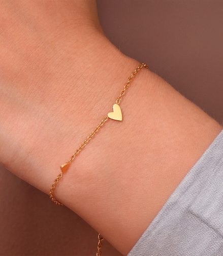 Small Dainty Mini Heart Chain Bracelet