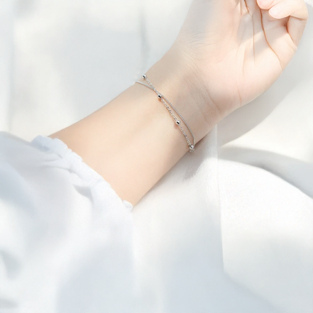 925 Sterling Silver Chain Bracelet With Beads