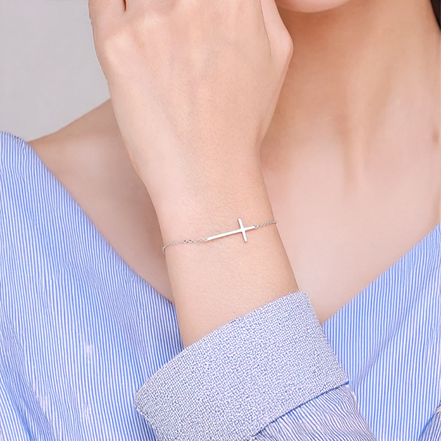 925 Sterling Silver Cross Religious Adjustable Bracelet Chain