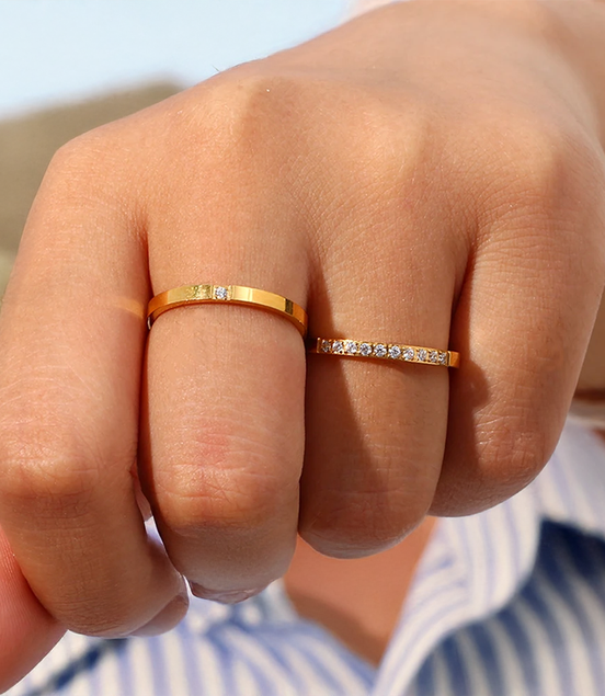 Beautiful Thin Stone Gold Rings