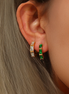 Bamboo Cubic Sparkling Stone Small Huggies Hoop Earring