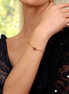 Lovely Heart Shaped Pendant With Red Sparkling Stone Charm Figaro Chain Bracelet