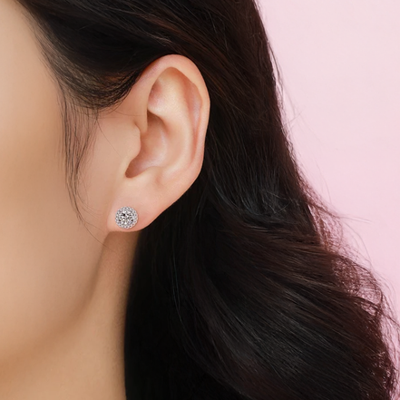 925 Sterling Silver Round Wedding Stud Earrings