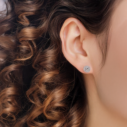 925 Sterling Silver Round Wedding Stud Earrings