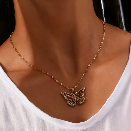 Stone Luxury Pendant Crystal Butterfly Necklace