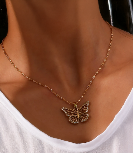 Stone Luxury Pendant Crystal Butterfly Necklace