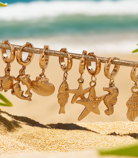 Earrings With Oceanic Charms | Dolphin | Turtle |Aquatic| Starfish |