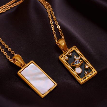 Tarot Necklaces Featuring The World And The Wheel