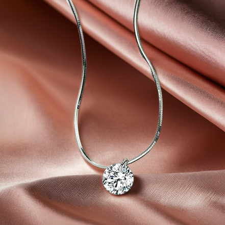 Sterling Silver Choker Necklace With A Sparkling Stone