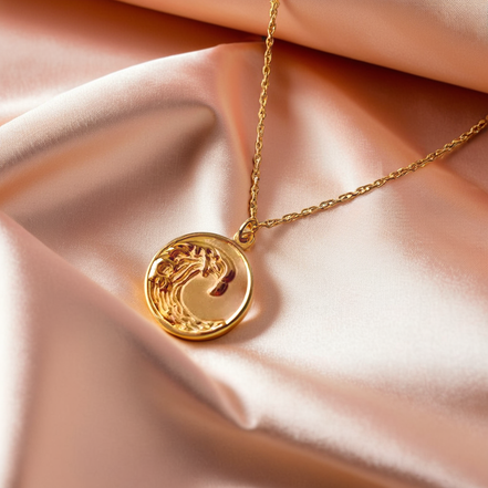 Golden Sea Wave Necklace Stereoscopic Coin Necklace