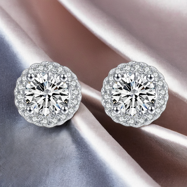 925 Sterling Silver Round Wedding Stud Earrings