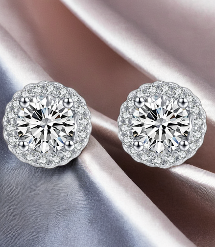 925 Sterling Silver Round Wedding Stud Earrings