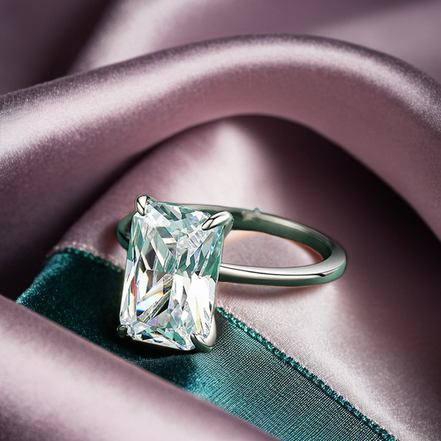 Classic Sterling Silver Emerald Cut Stone Statement Ring