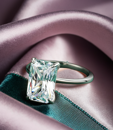 Classic Sterling Silver Emerald Cut Stone Statement Ring
