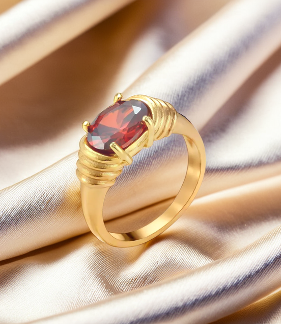 Oval Cut Shiny Multi-Color Stone Rings