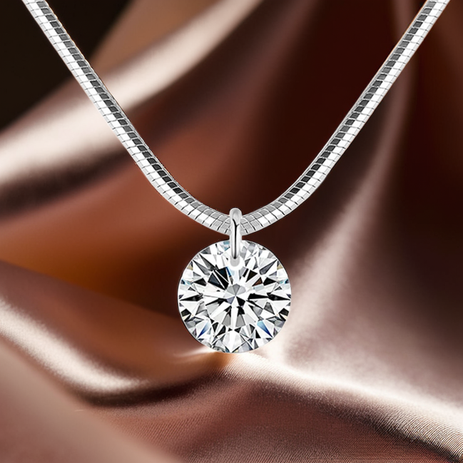 Sterling Silver Choker Necklace With A Sparkling Stone