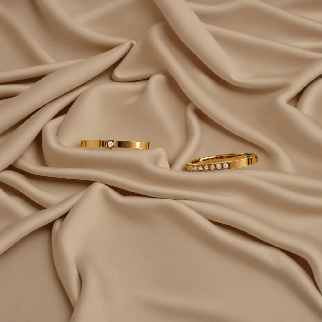 Beautiful Thin Stone Gold Rings
