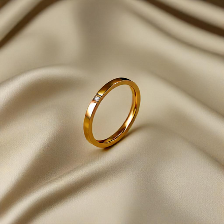 Beautiful Thin Stone Gold Rings