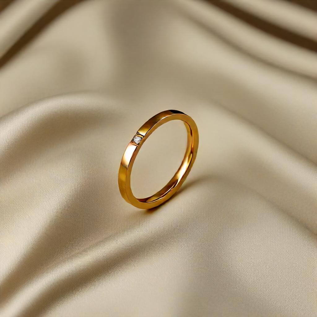 Beautiful Thin Stone Gold Rings