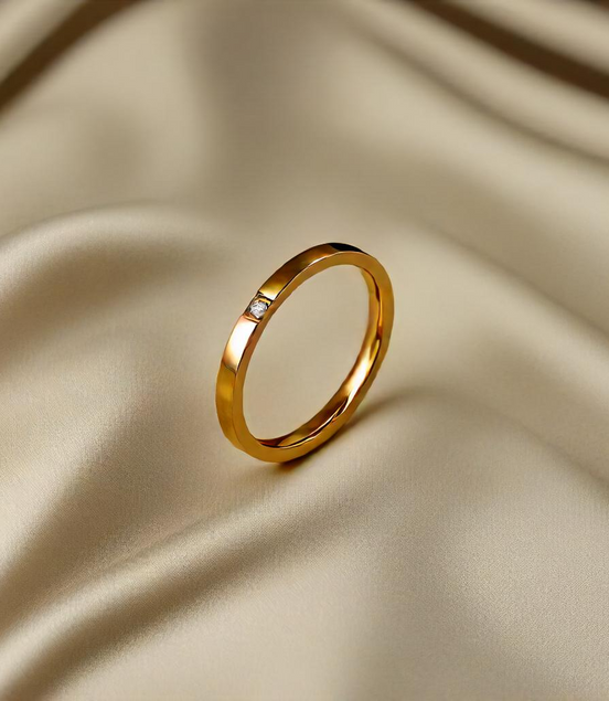 Beautiful Thin Stone Gold Rings