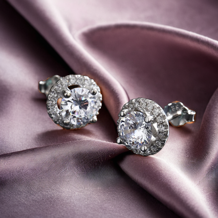 925 Sterling Silver Round Wedding Stud Earrings