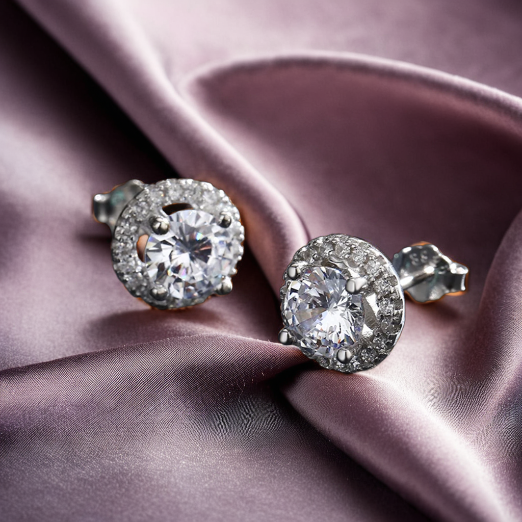 925 Sterling Silver Round Wedding Stud Earrings