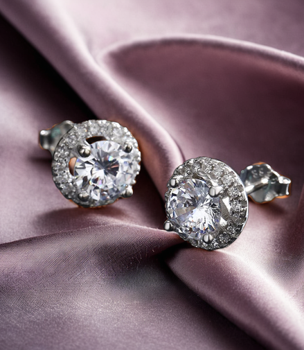 925 Sterling Silver Round Wedding Stud Earrings