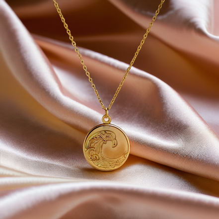 Golden Sea Wave Necklace Stereoscopic Coin Necklace
