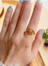 Minimalist Dainty Circle Wave Signet Chunky Dome Ring
