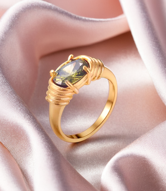 Oval Cut Shiny Multi-Color Stone Rings