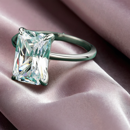 Classic Sterling Silver Emerald Cut Stone Statement Ring