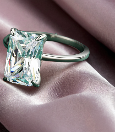 Classic Sterling Silver Emerald Cut Stone Statement Ring