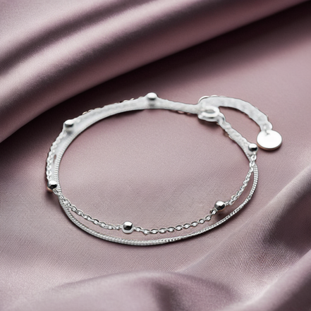 925 Sterling Silver Chain Bracelet With Beads