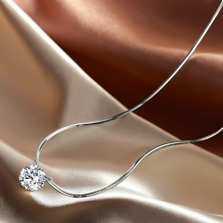 Sterling Silver Choker Necklace With A Sparkling Stone