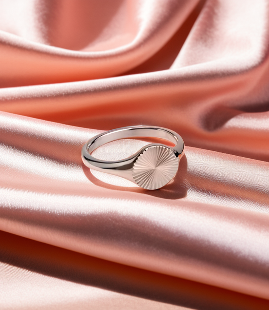 Minimalist Dainty Circle Wave Signet Chunky Dome Ring