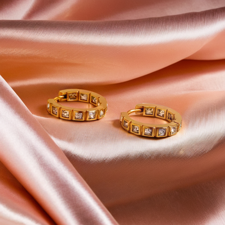 Minimalist Hoop Earrings With Beautiful Sparkling Stones