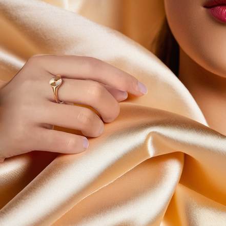 Minimalist Dainty Circle Wave Signet Chunky Dome Ring