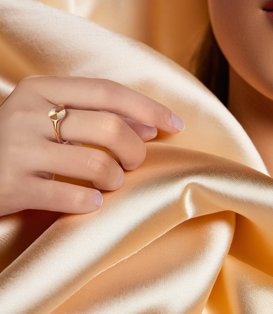 Minimalist Dainty Circle Wave Signet Chunky Dome Ring