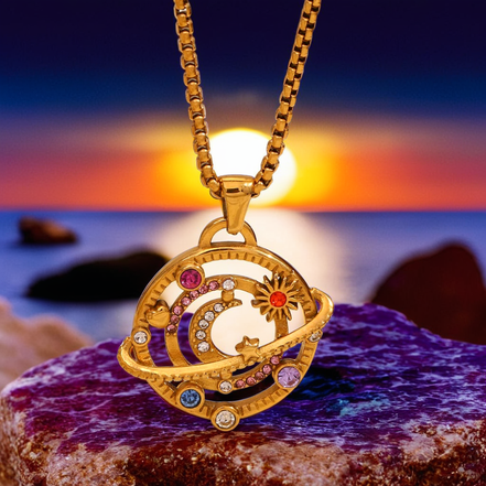 Rhinestone Moon-Star-Planet Necklace