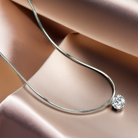 Sterling Silver Choker Necklace With A Sparkling Stone