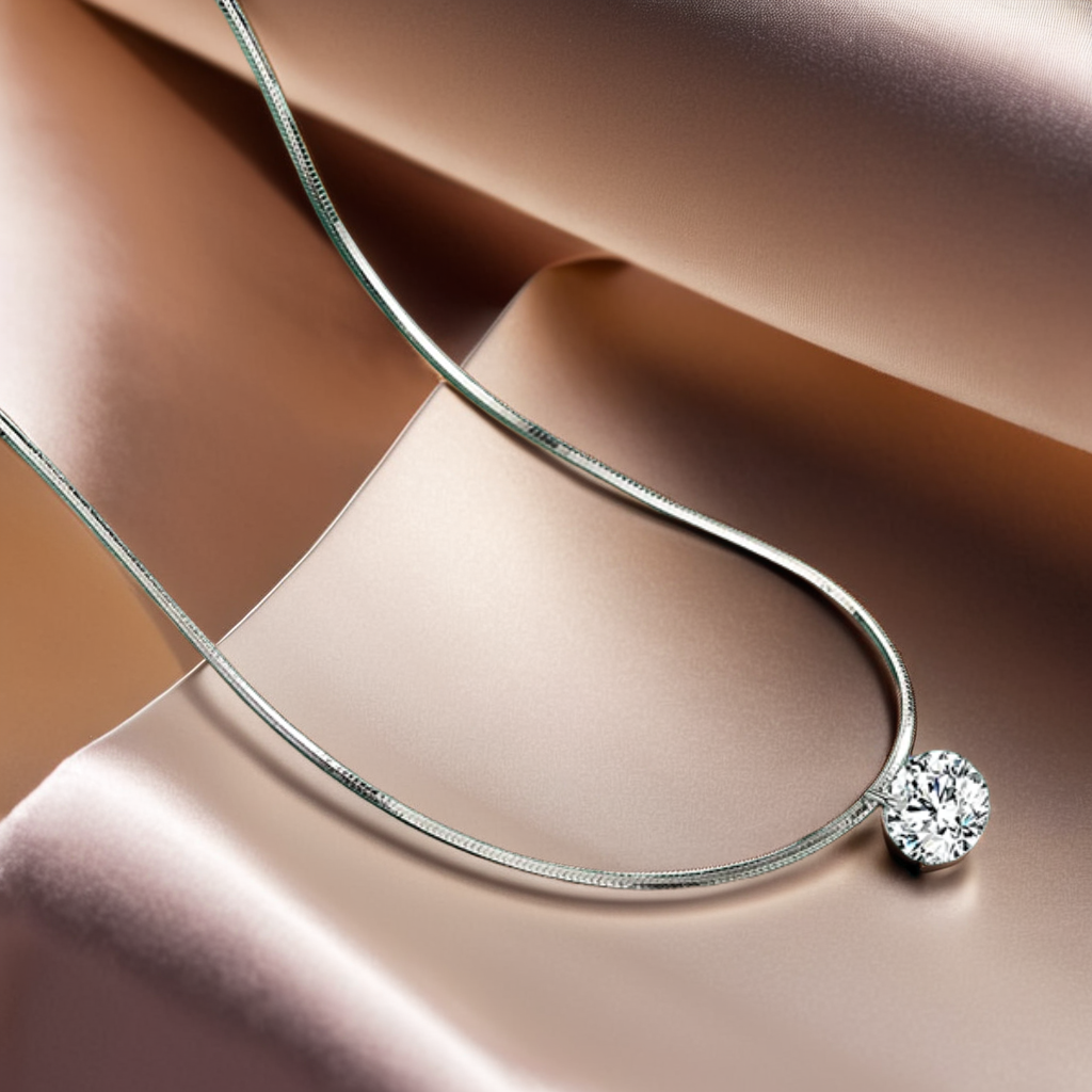 Sterling Silver Choker Necklace With A Sparkling Stone