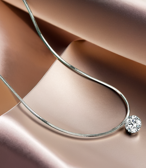 Sterling Silver Choker Necklace With A Sparkling Stone