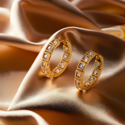 Minimalist Hoop Earrings With Beautiful Sparkling Stones